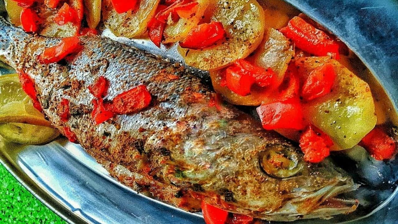 branzino al forno con verdure julienne