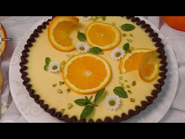 crostata con crema all'arancia e cioccolato