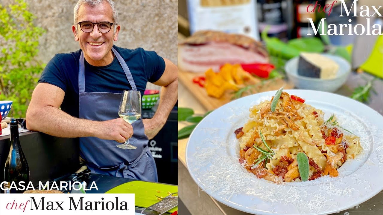 pasta con funghi galletti e pomodorini