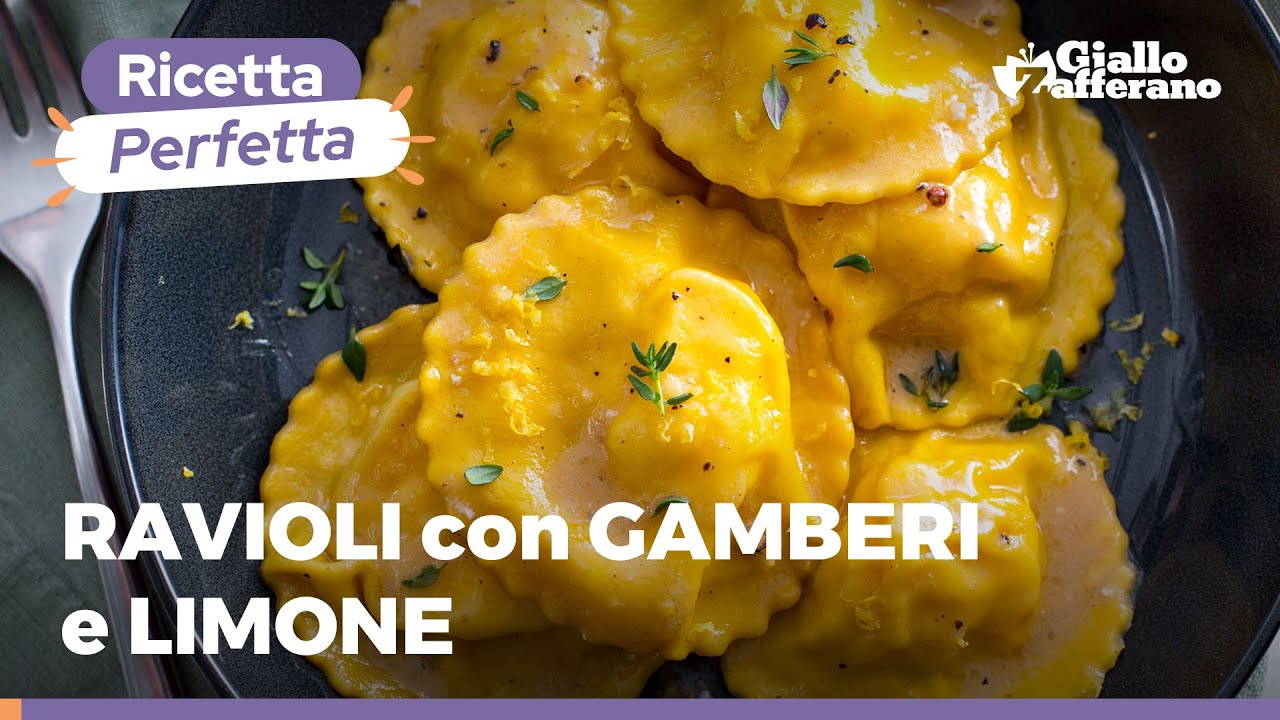 ravioli al branzino con sugo di gamberi