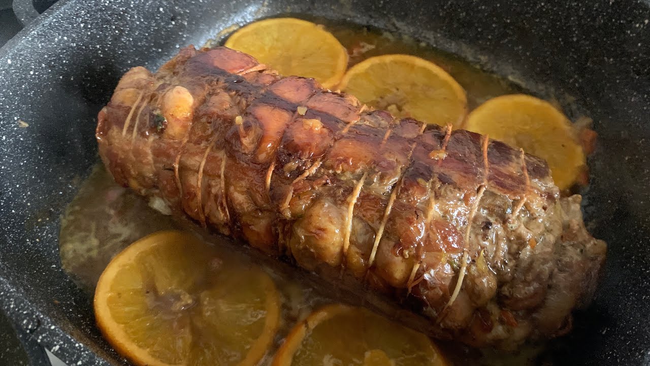 rotolo di faraona all'arancia in padella