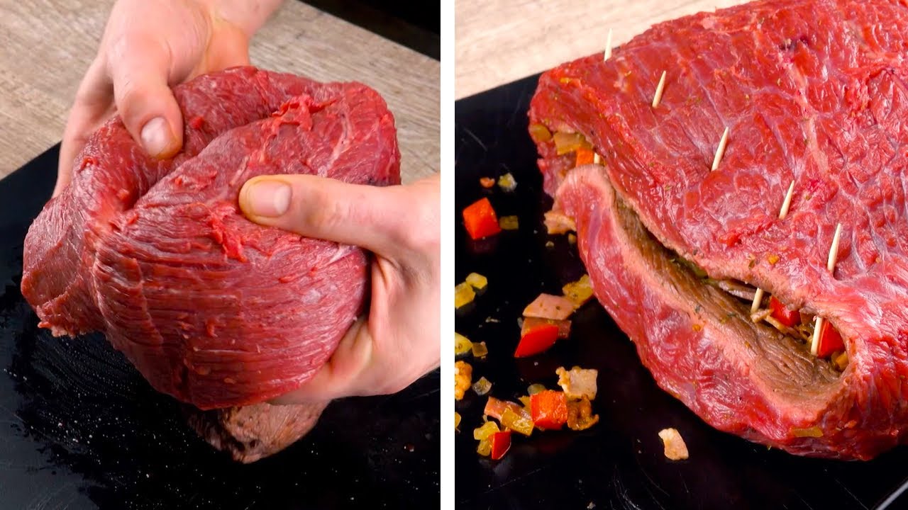 tasca di manzo ripiena con carne macinata