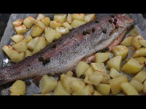 trota al forno con patate rosmarino