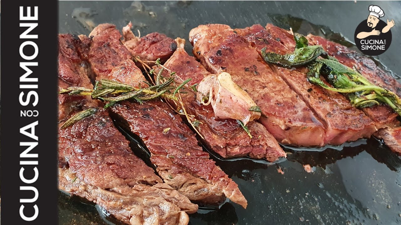 bistecca in padella con burro e rosmarino