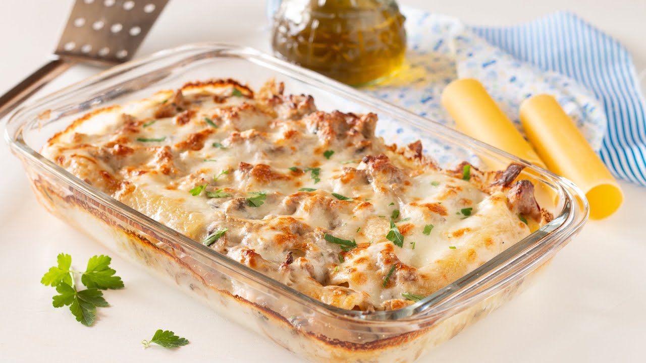cannelloni con patate funghi e salsiccia