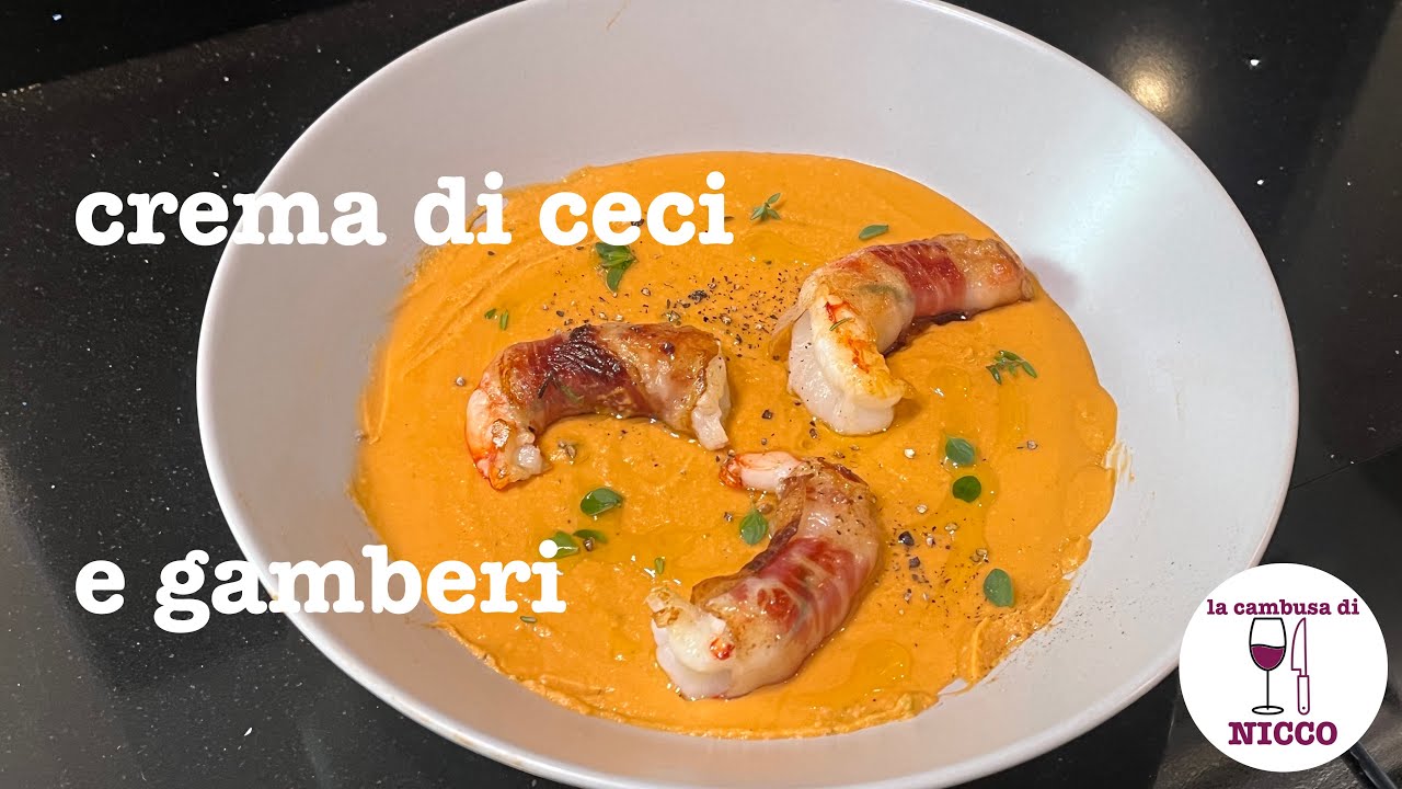 crema di ceci e gamberi antipasto