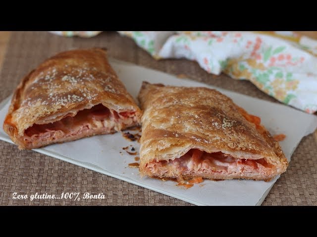 pasta sfoglia con prosciutto cotto provola e pomodoro