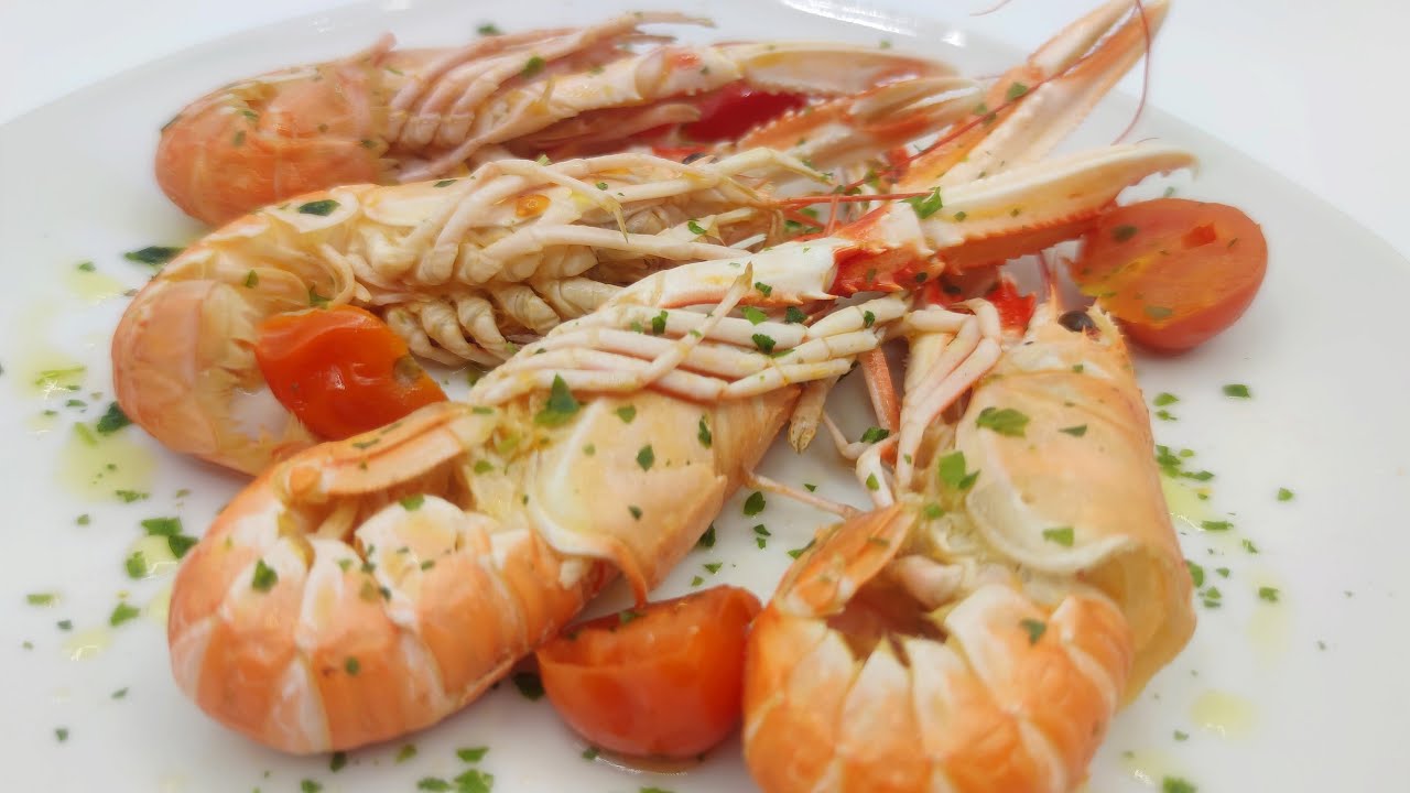 scampi bolliti con olio e limone