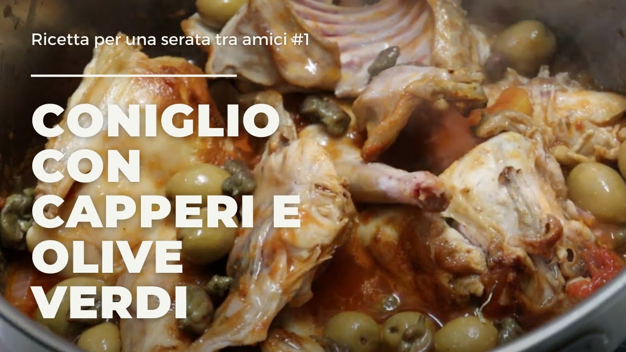 coniglio con olive verdi e capperi