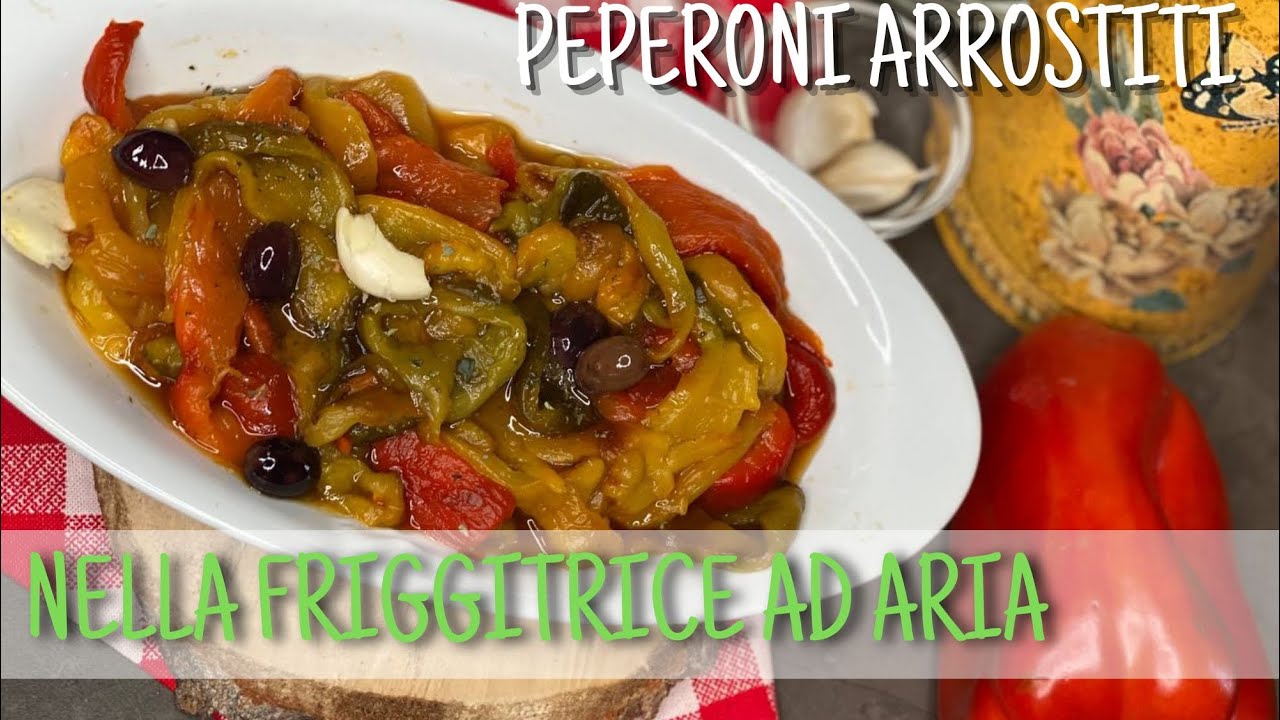 peperoni e cipolle in friggitrice ad aria